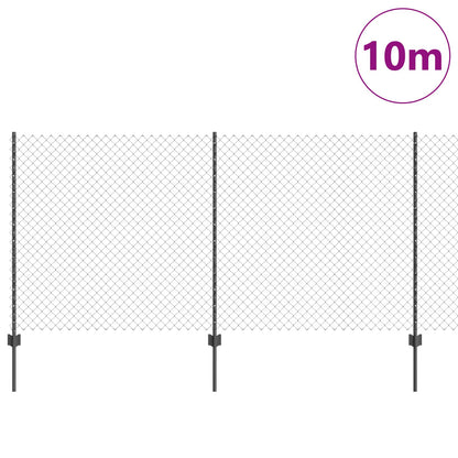 Chainlink Fence with Post 10 x 1.2 m PVC-Coated Steel Grey Mesh