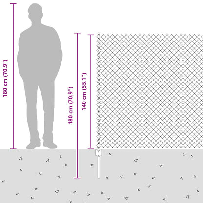 Chainlink Fence with Post 10 x 1.4 m PVC-Coated Steel Grey Mesh