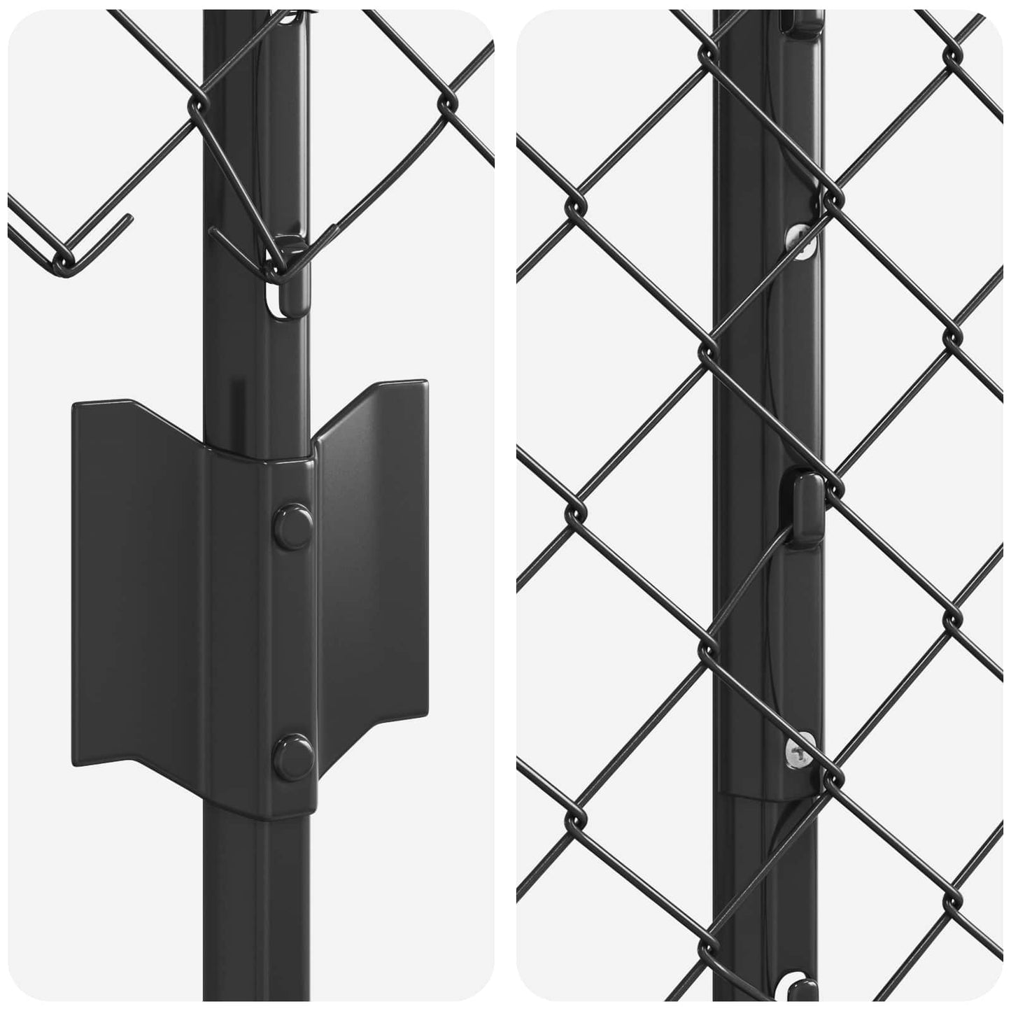 Chainlink Fence with Post 10 x 1.5 m PVC-Coated Steel Grey Mesh