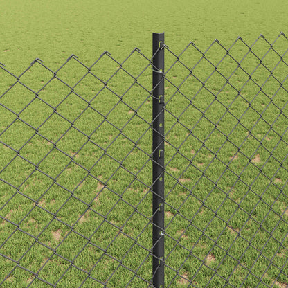 Chainlink Fence with Post 10 x 1.5 m PVC-Coated Steel Grey Mesh