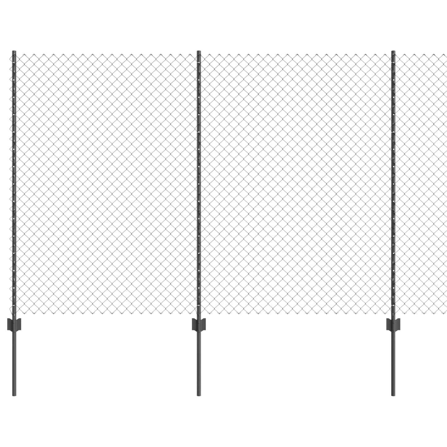 Chainlink Fence with Post 10 x 1.5 m PVC-Coated Steel Grey Mesh