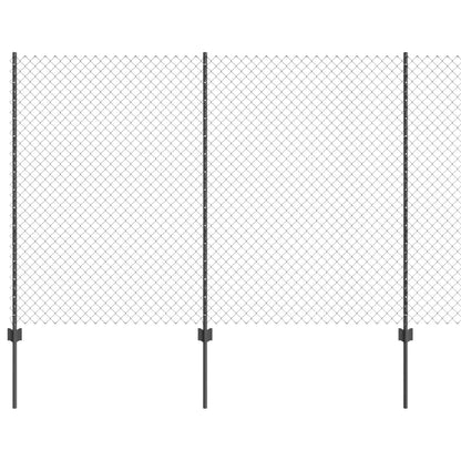 Chainlink Fence with Post 10 x 1.5 m PVC-Coated Steel Grey Mesh