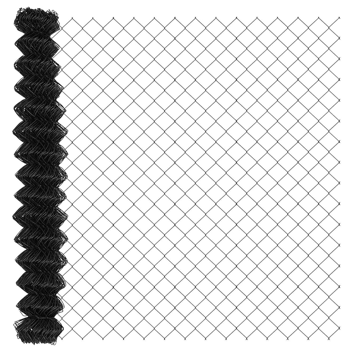 Chainlink Fence with Post 10 x 1.5 m PVC-Coated Steel Grey Mesh