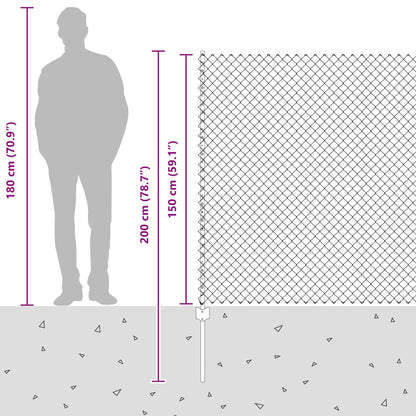 Chainlink Fence with Post 10 x 1.5 m PVC-Coated Steel Grey Mesh