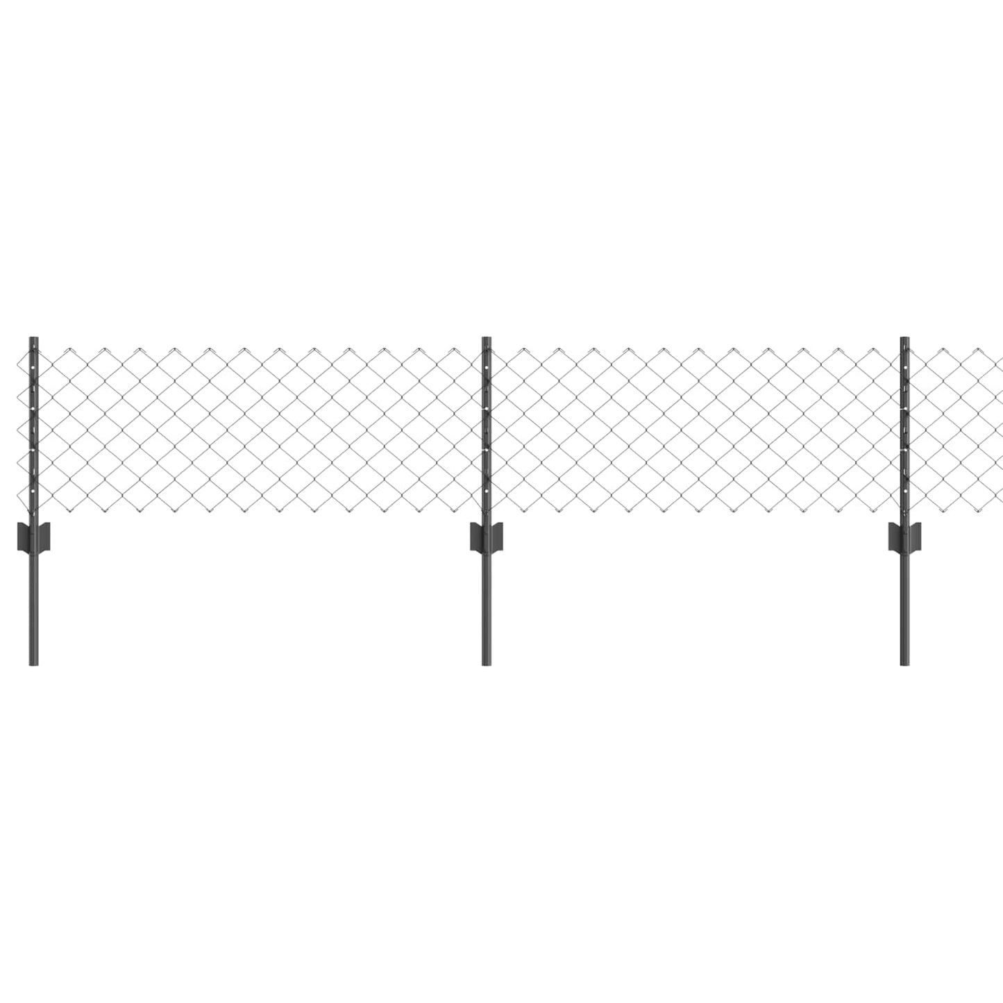 Chainlink Fence with Post 10 x 0.4 m PVC-Coated Steel Grey Mesh
