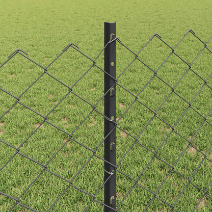 Chainlink Fence with Post 10 x 0.8 m PVC-Coated Steel Grey Mesh