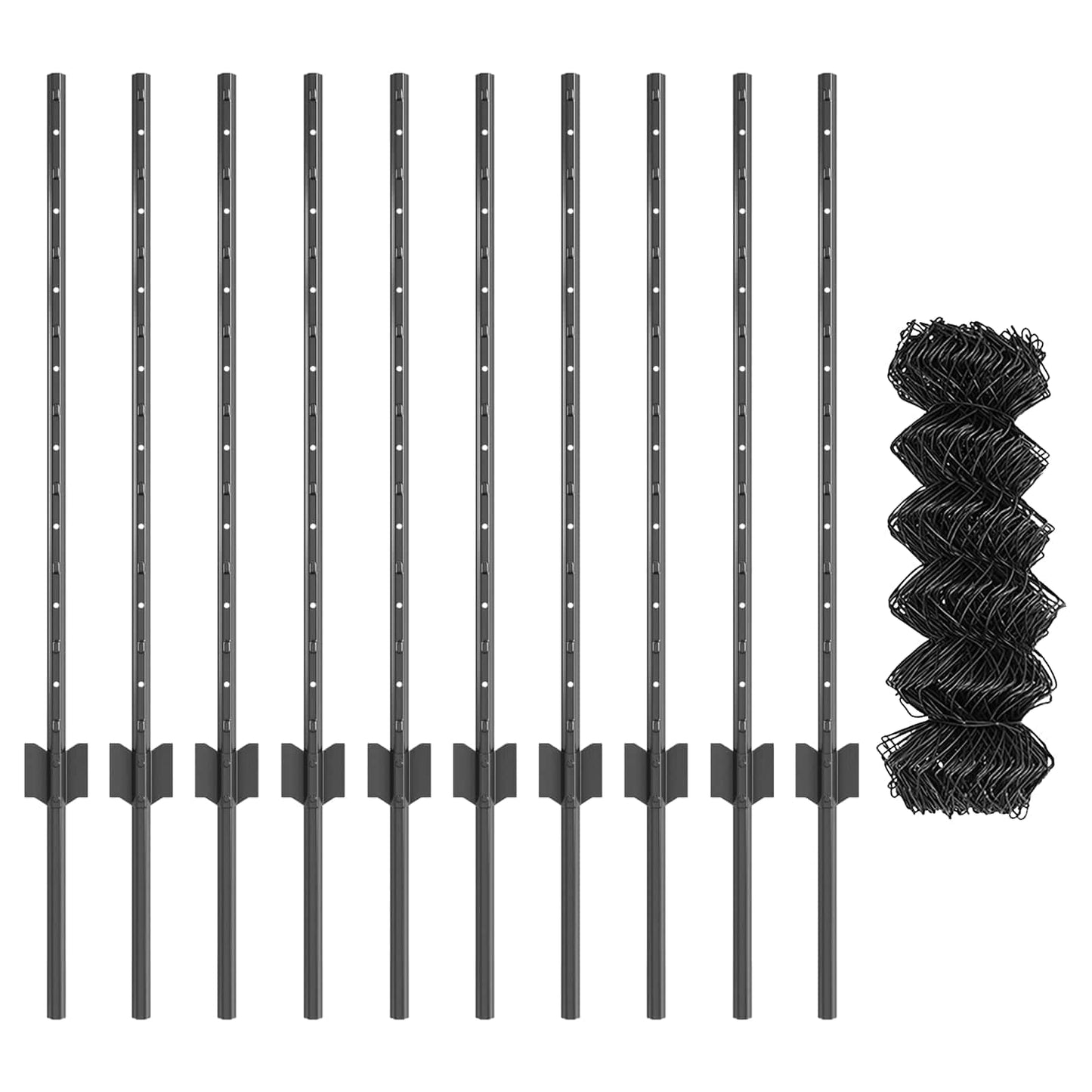 Chainlink Fence with Post 10 x 0.8 m PVC-Coated Steel Grey Mesh