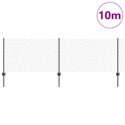 Chainlink Fence with Post 10 x 0.8 m PVC-Coated Steel Grey Mesh