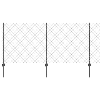 Chainlink Fence with Post 10 x 1 m PVC-Coated Steel Grey Mesh