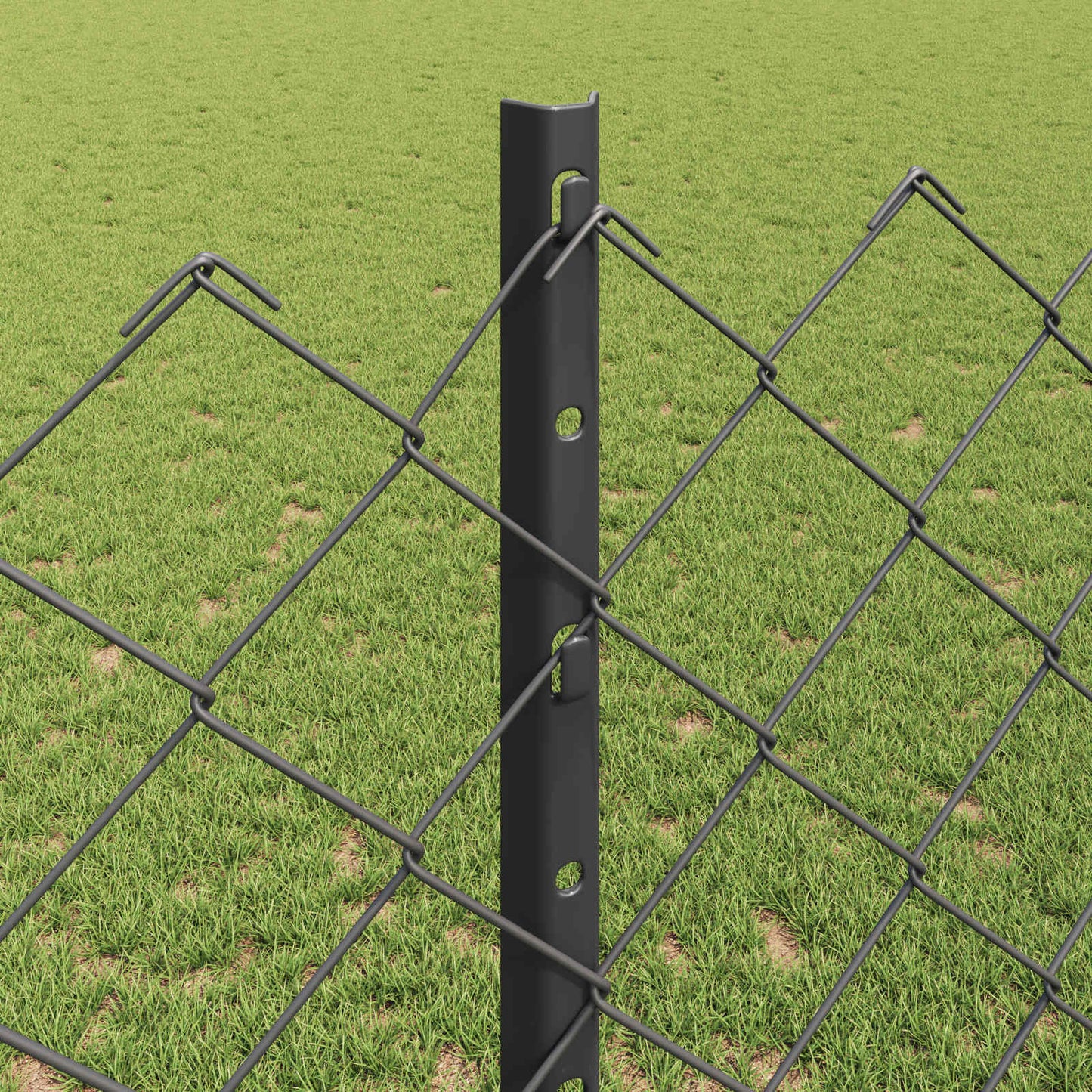 Chainlink Fence with Post 10 x 1.2 m PVC-Coated Steel Grey Mesh