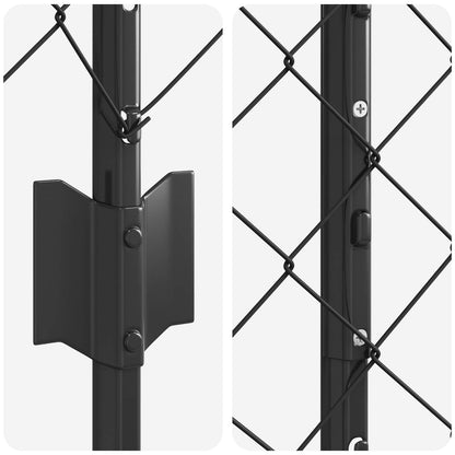 Chainlink Fence with Post 10 x 1.4 m PVC-Coated Steel Grey Mesh