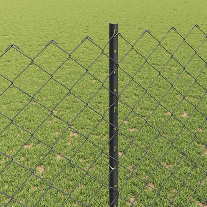 Chainlink Fence with Post 10 x 1.5 m PVC-Coated Steel Grey Mesh