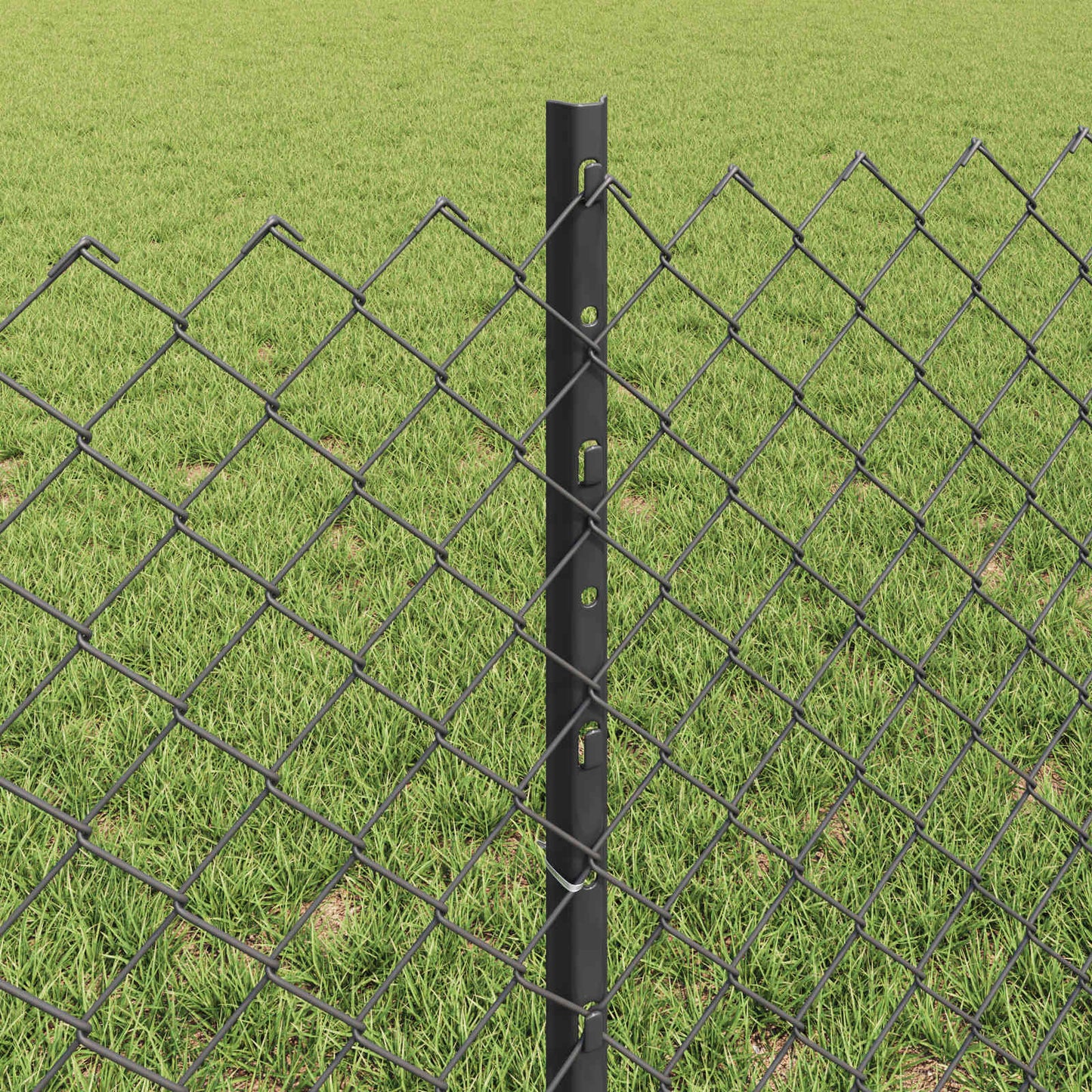 Chainlink Fence with Post 25 x 0.6 m PVC-Coated Steel Grey Mesh