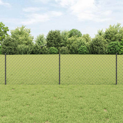 Chainlink Fence with Post 25 x 0.6 m PVC-Coated Steel Grey Mesh