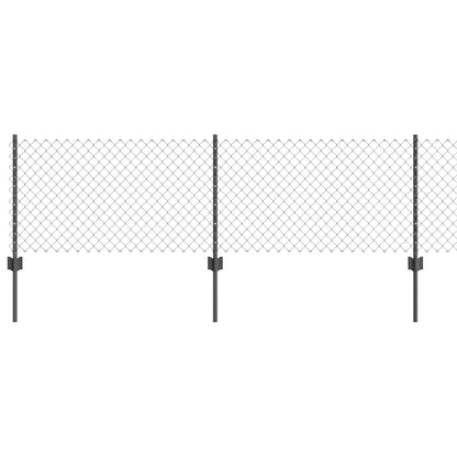 Chainlink Fence with Post 25 x 0.6 m PVC-Coated Steel Grey Mesh