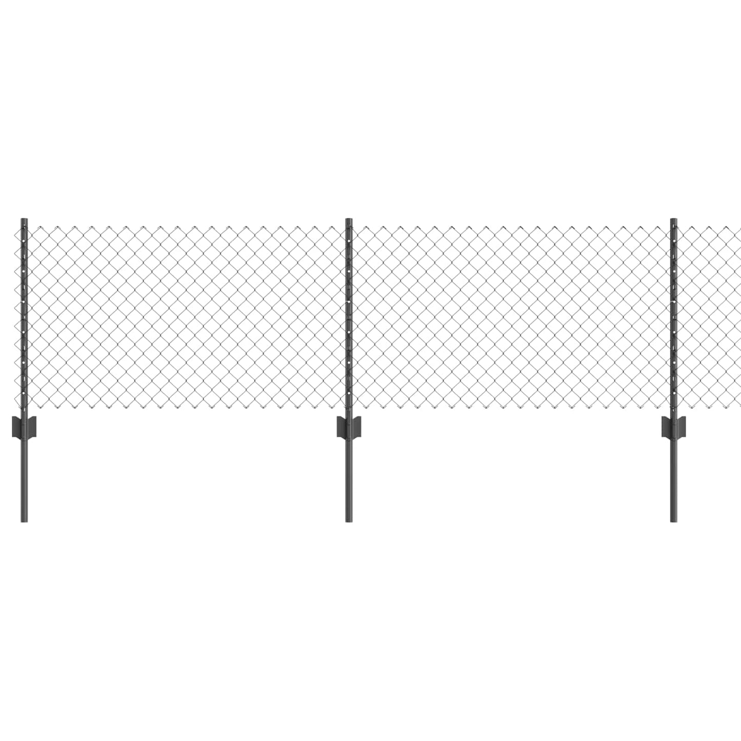 Chainlink Fence with Post 25 x 0.6 m PVC-Coated Steel Grey Mesh