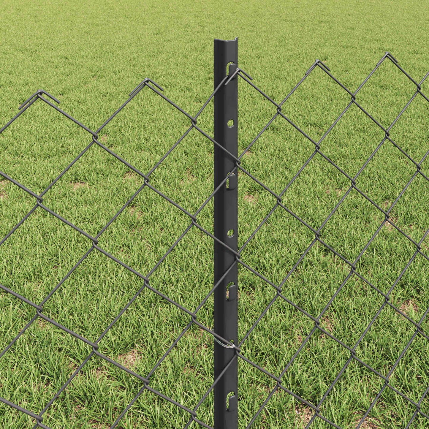 Chainlink Fence with Post 25 x 0.6 m PVC-Coated Steel Grey Mesh