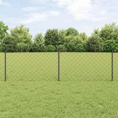Chainlink Fence with Post 25 x 0.6 m PVC-Coated Steel Grey Mesh