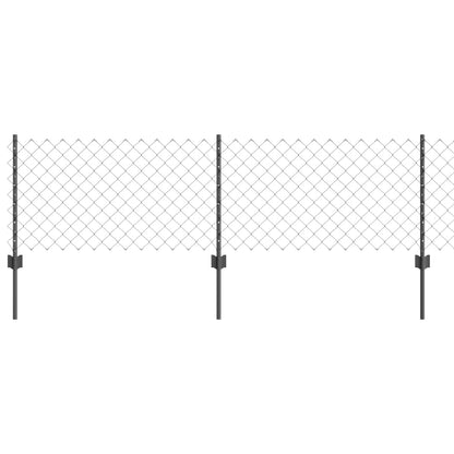 Chainlink Fence with Post 25 x 0.6 m PVC-Coated Steel Grey Mesh
