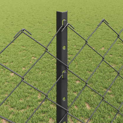 Chainlink Fence with Post 25 x 1.2 m PVC-Coated Steel Grey Mesh