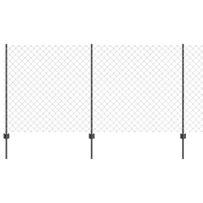 Chainlink Fence with Post 25 x 1.2 m PVC-Coated Steel Grey Mesh