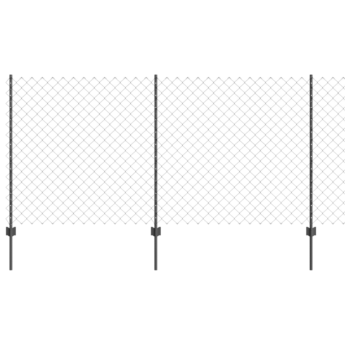 Chainlink Fence with Post 25 x 1.2 m PVC-Coated Steel Grey Mesh