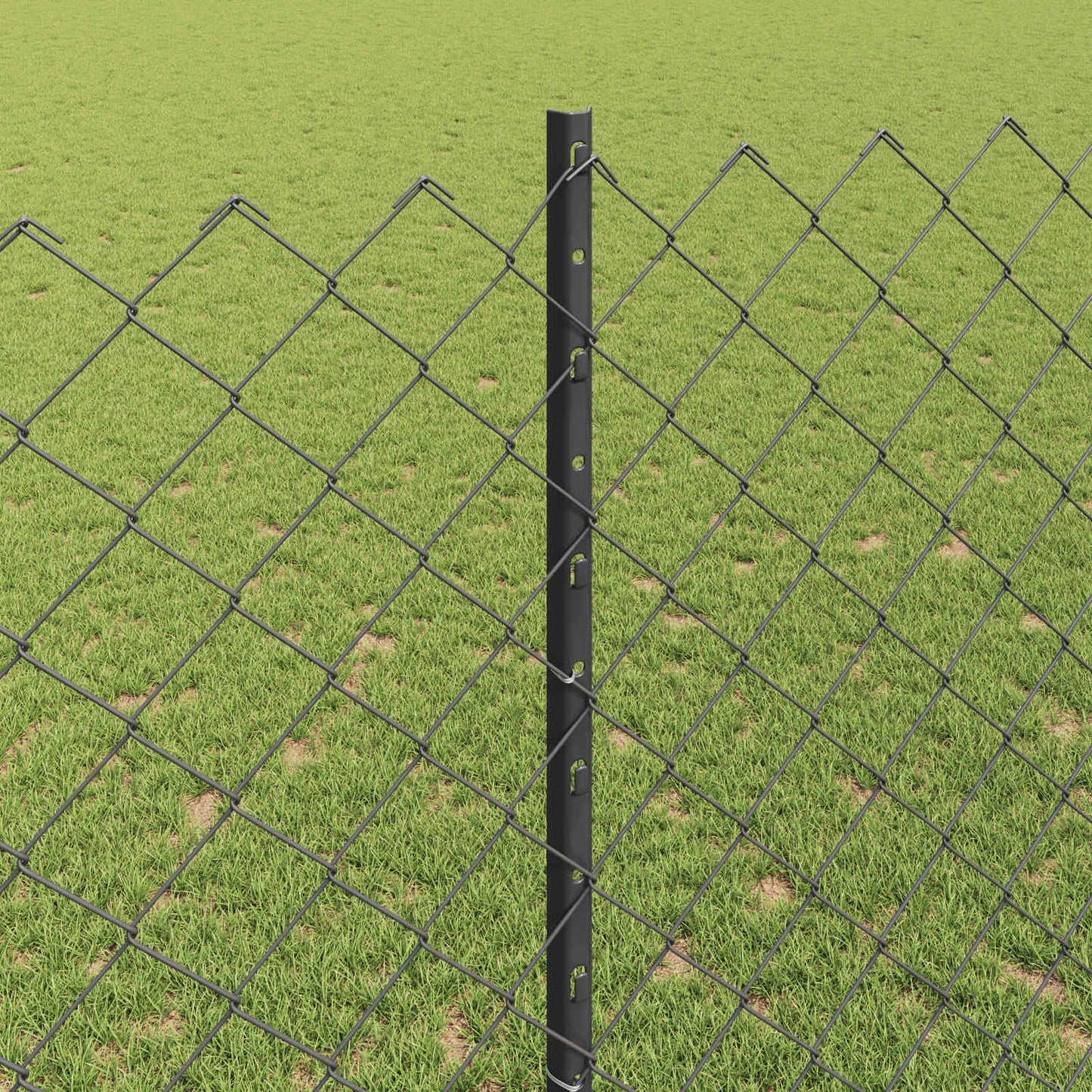 Chainlink Fence with Post 25 x 1.4 m PVC-Coated Steel Grey Mesh