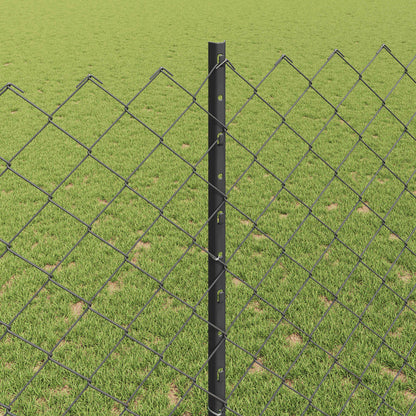 Chainlink Fence with Post 25 x 1.4 m PVC-Coated Steel Grey Mesh