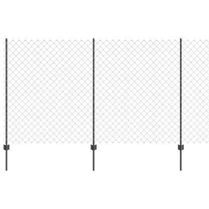 Chainlink Fence with Post 25 x 1.4 m PVC-Coated Steel Grey Mesh