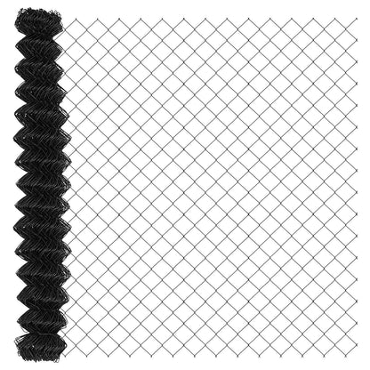 Chainlink Fence with Post 25 x 1.6 m PVC-Coated Steel Grey Mesh