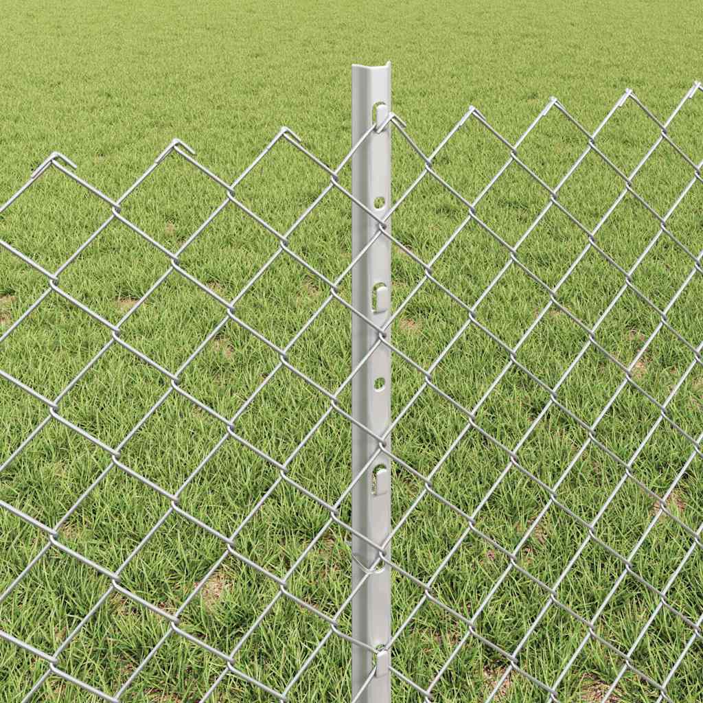 Chainlink Fence with Post 10 x 0.6 m Galvanised Steel Silver