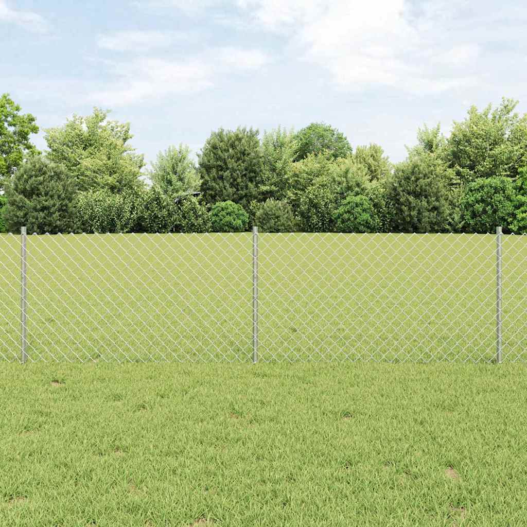 Chainlink Fence with Post 10 x 0.6 m Galvanised Steel Silver