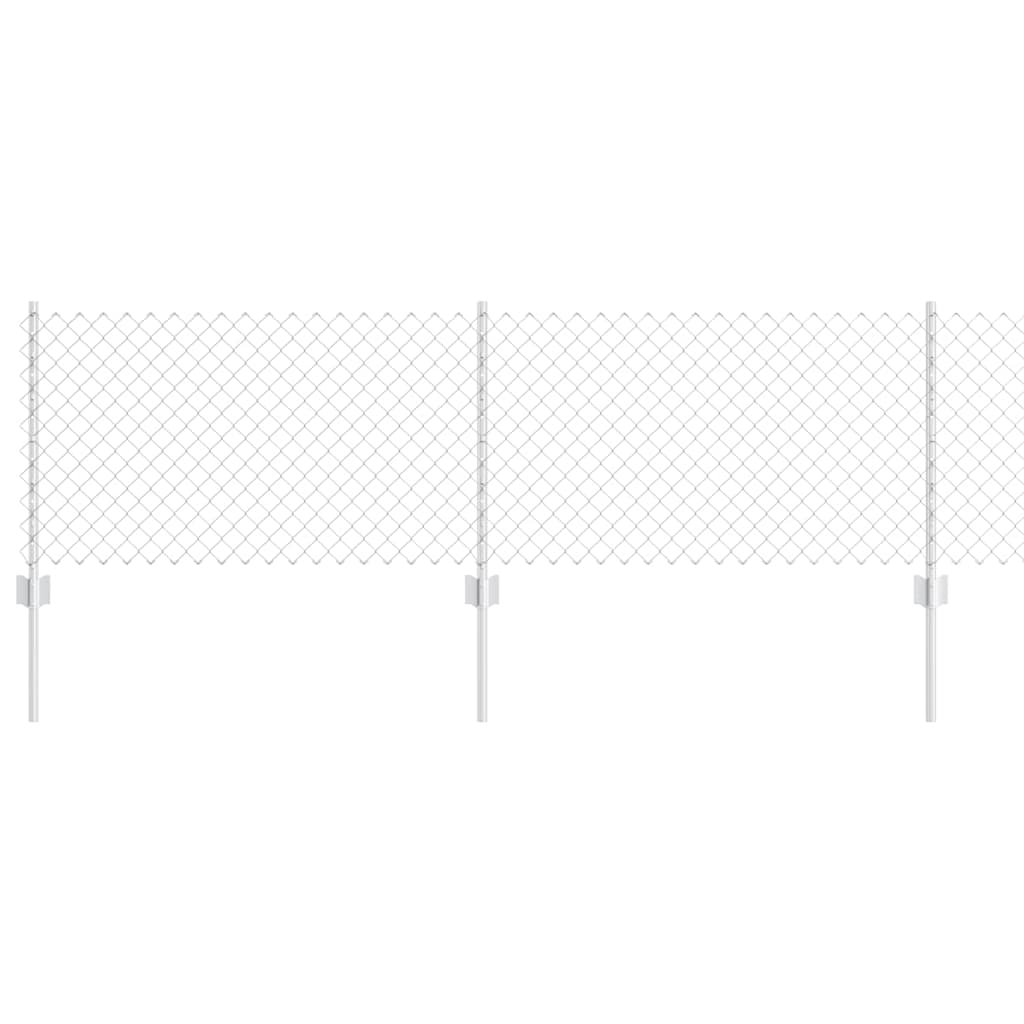 Chainlink Fence with Post 10 x 0.6 m Galvanised Steel Silver