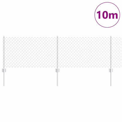 Chainlink Fence with Post 10 x 0.6 m Galvanised Steel Silver