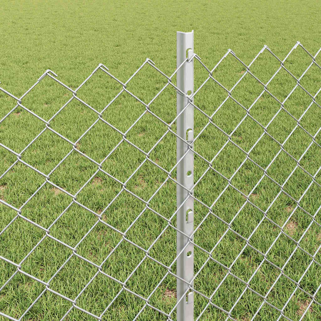 Chainlink Fence with Post 10 x 0.8 m Galvanised Steel Silver