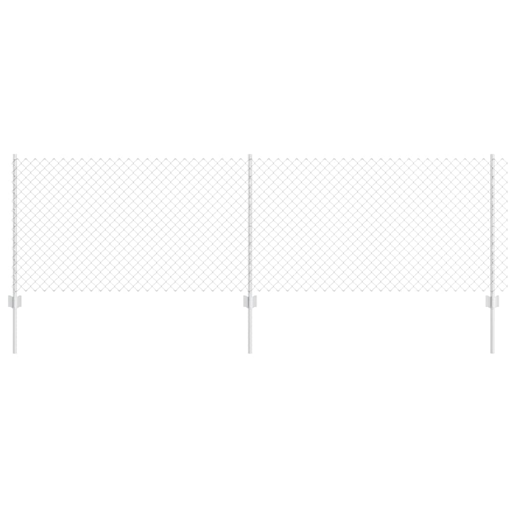 Chainlink Fence with Post 10 x 0.8 m Galvanised Steel Silver