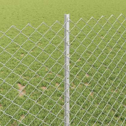 Chainlink Fence with Post 10 x 1 m Galvanised Steel Silver Mesh