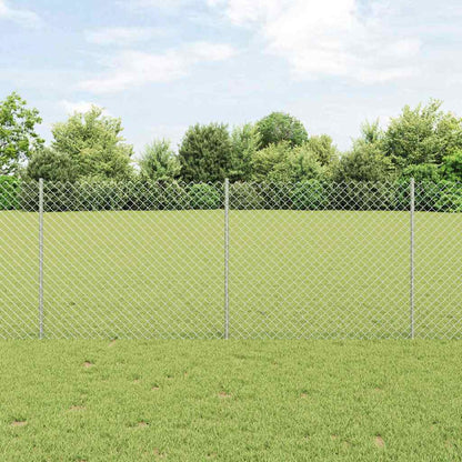Chainlink Fence with Post 10 x 1 m Galvanised Steel Silver Mesh