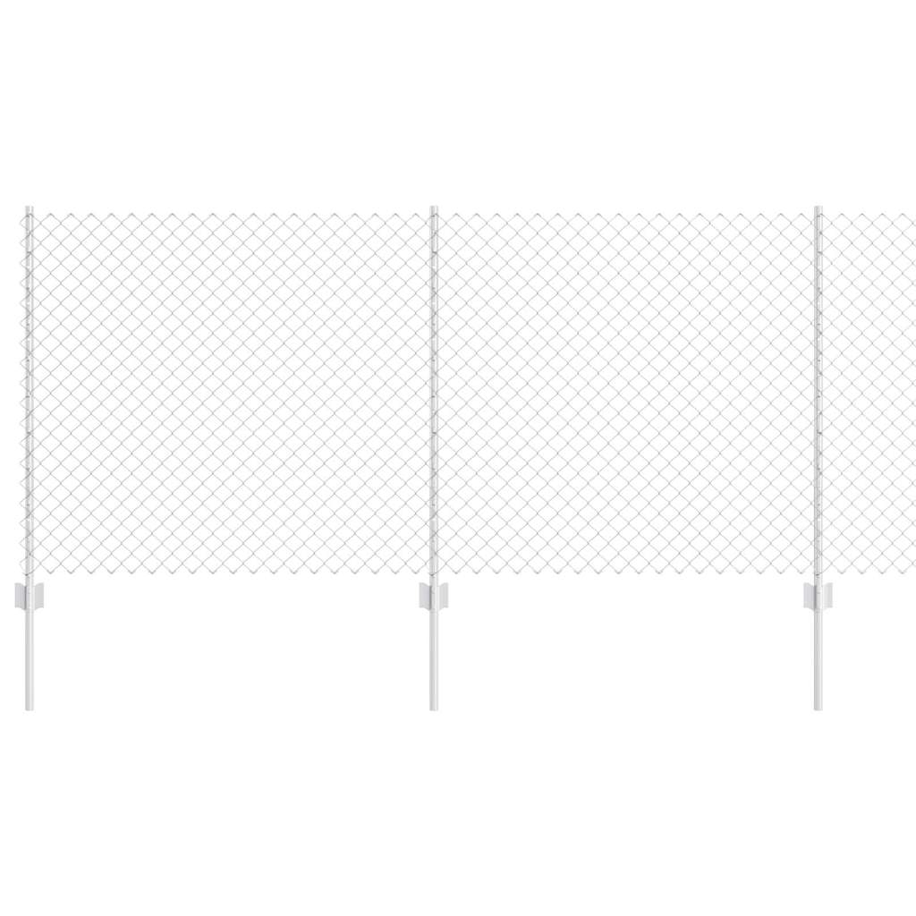 Chainlink Fence with Post 10 x 1 m Galvanised Steel Silver Mesh