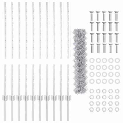 Chainlink Fence with Post 10 x 1 m Galvanised Steel Silver Mesh