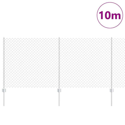 Chainlink Fence with Post 10 x 1 m Galvanised Steel Silver Mesh