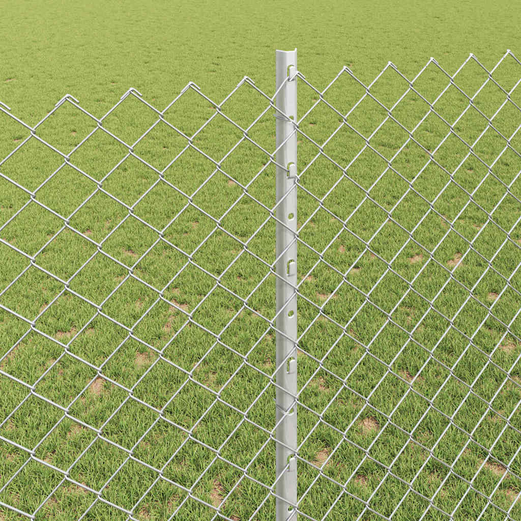 Chainlink Fence with Post 10 x 1.4 m Galvanised Steel Silver