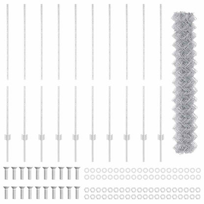 Chainlink Fence with Post 10 x 1.4 m Galvanised Steel Silver