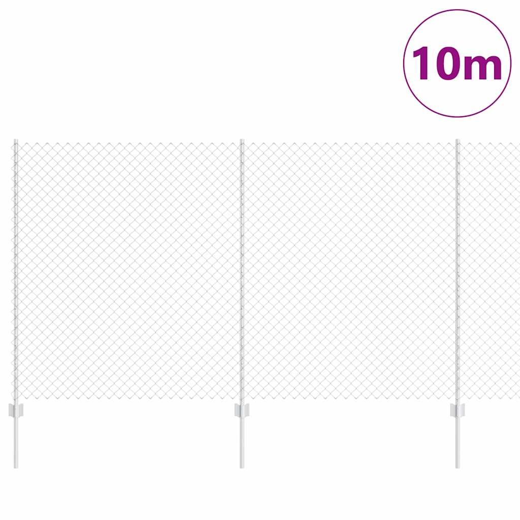 Chainlink Fence with Post 10 x 1.4 m Galvanised Steel Silver