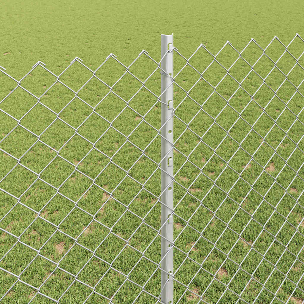 Chainlink Fence with Post 10 x 1.5 m Galvanised Steel Silver