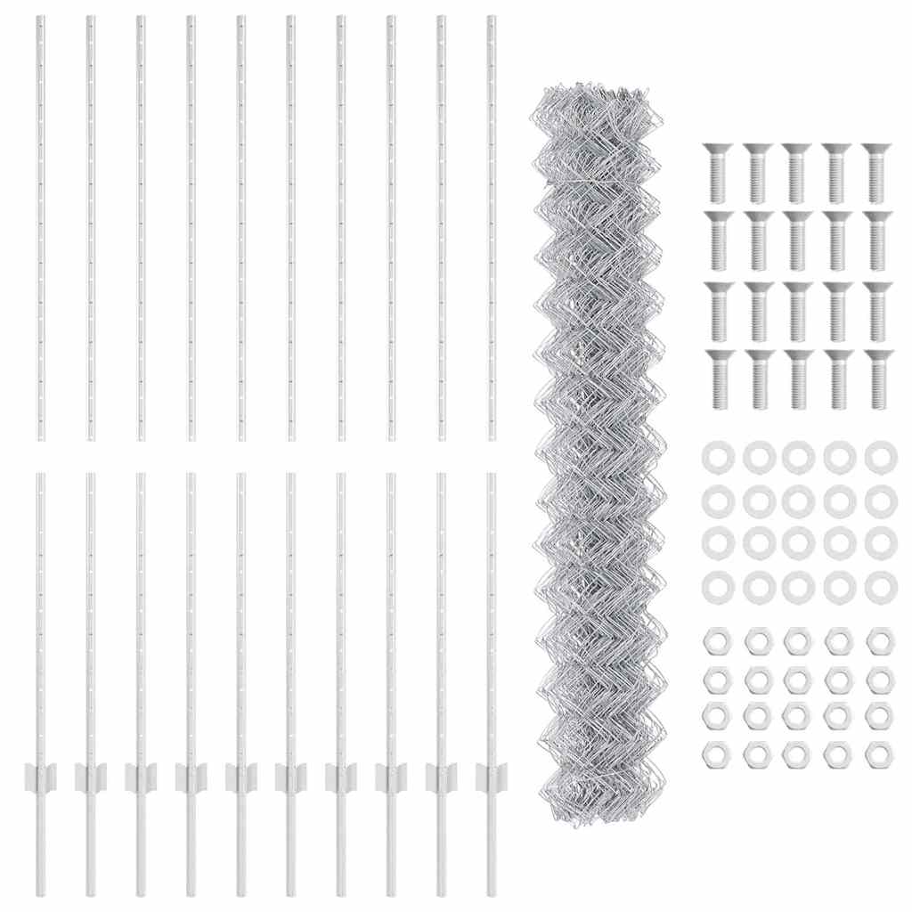 Chainlink Fence with Post 10 x 1.5 m Galvanised Steel Silver