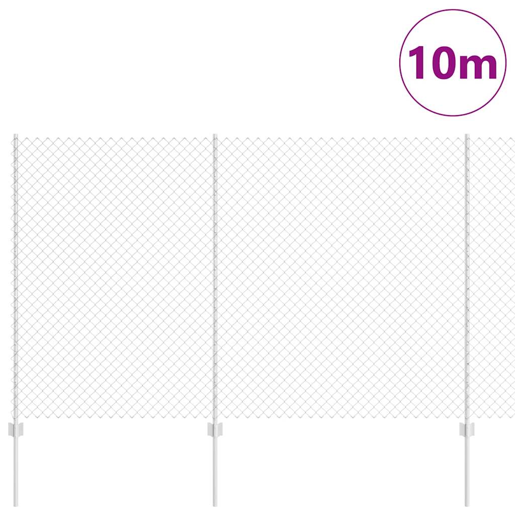 Chainlink Fence with Post 10 x 1.5 m Galvanised Steel Silver