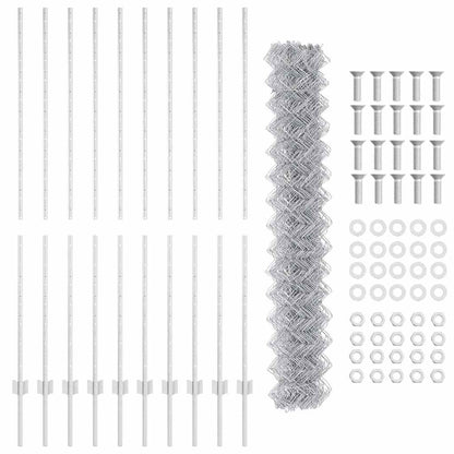 Chainlink Fence with Post 10 x 1.6 m Galvanised Steel Silver