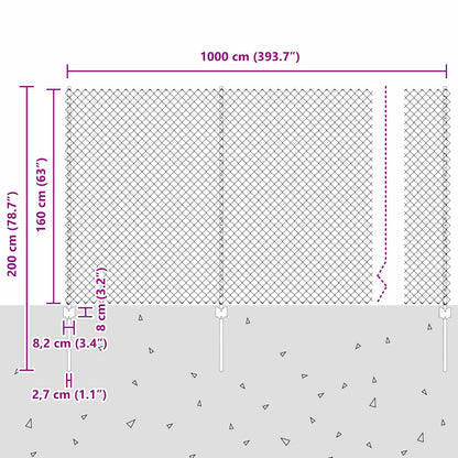 Chainlink Fence with Post 10 x 1.6 m Galvanised Steel Silver