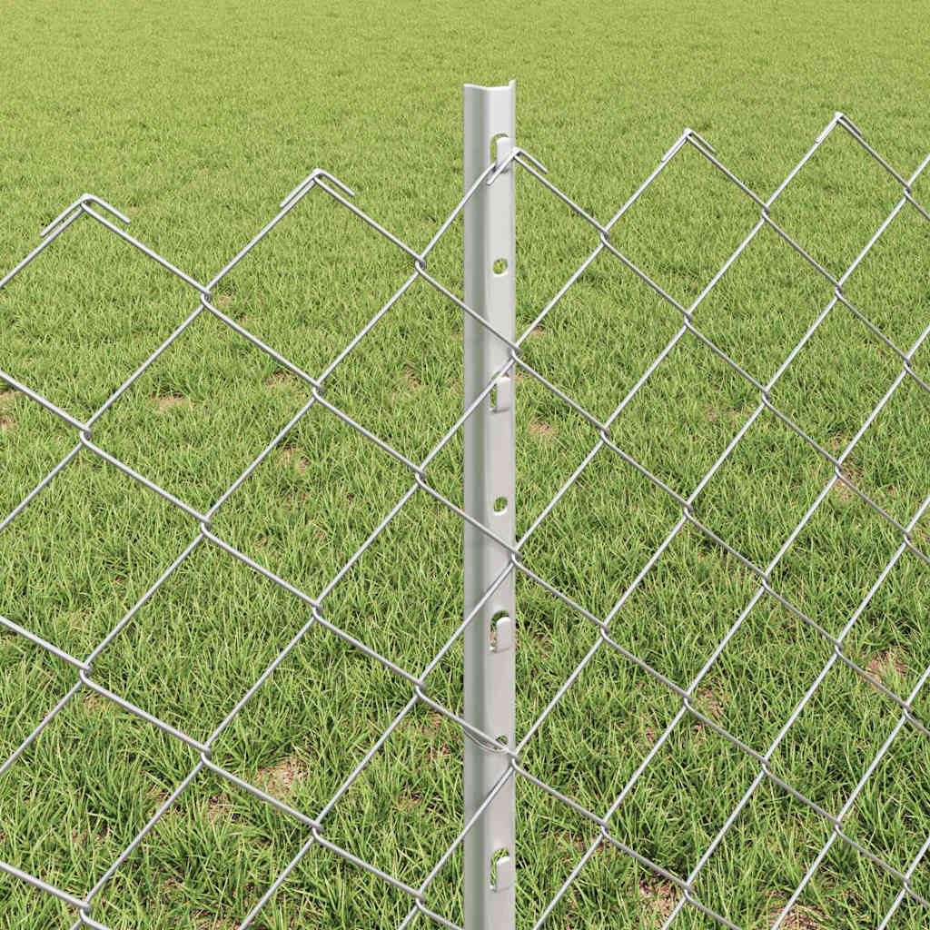 Chainlink Fence with Post 10 x 0.6 m Galvanised Steel Silver